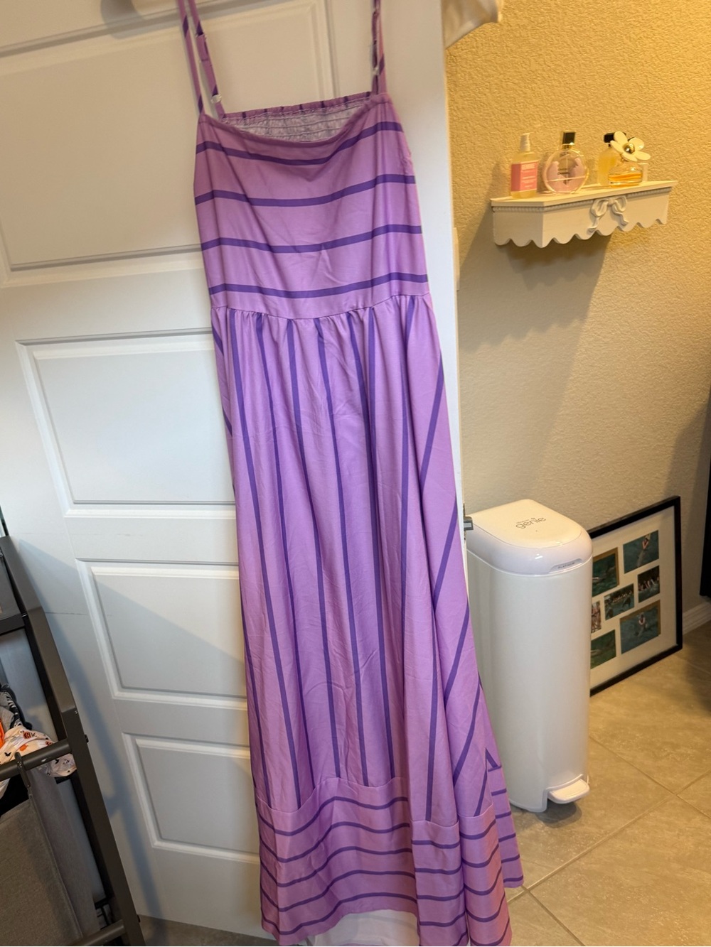 Lilac Striped Maxi Skirt